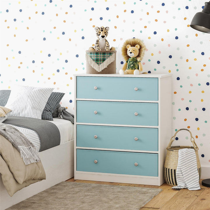 Tall Dresser with Fabric Storage Bins -  Light Blue