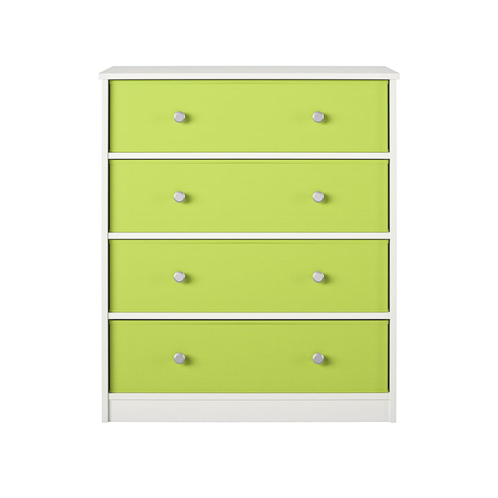 Stylish Tall Dresser with Fabric Bins -  Apple Green