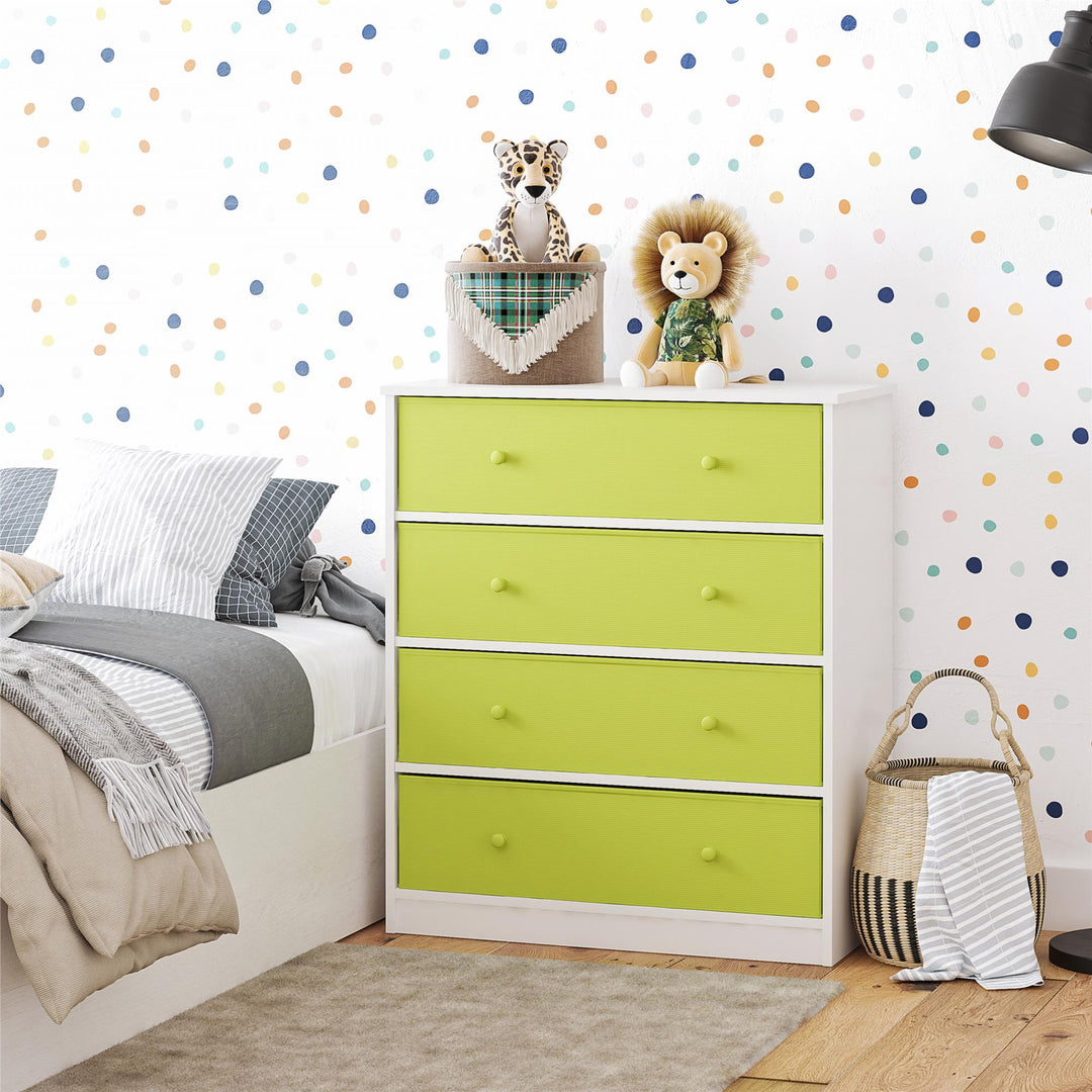 Tall Dresser with 4 Fabric Bins for Storage -  Apple Green