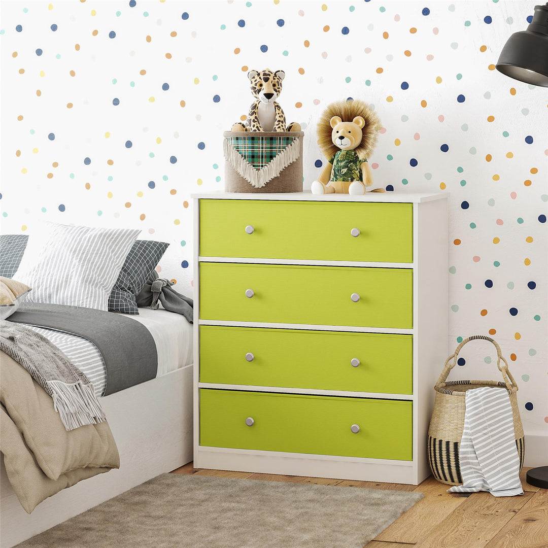 Tall Dresser with 4 Fabric Bins for Storage -  Apple Green