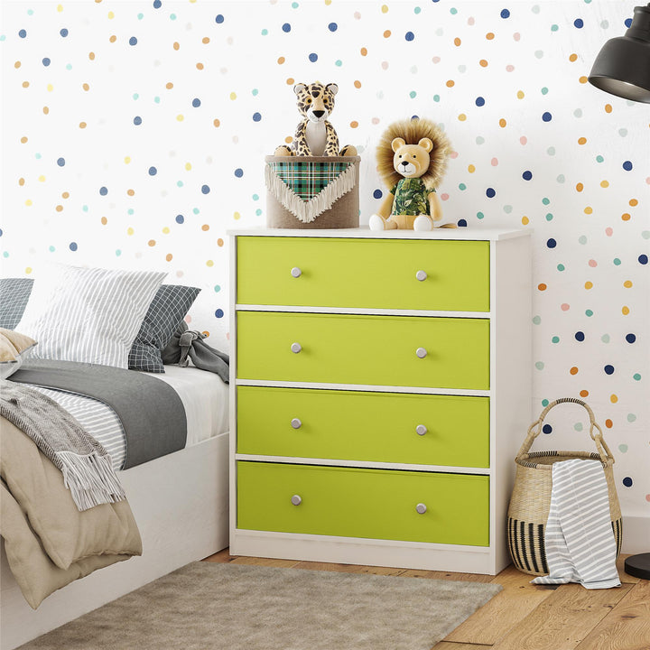Tall Dresser with 4 Fabric Bins for Storage -  Apple Green