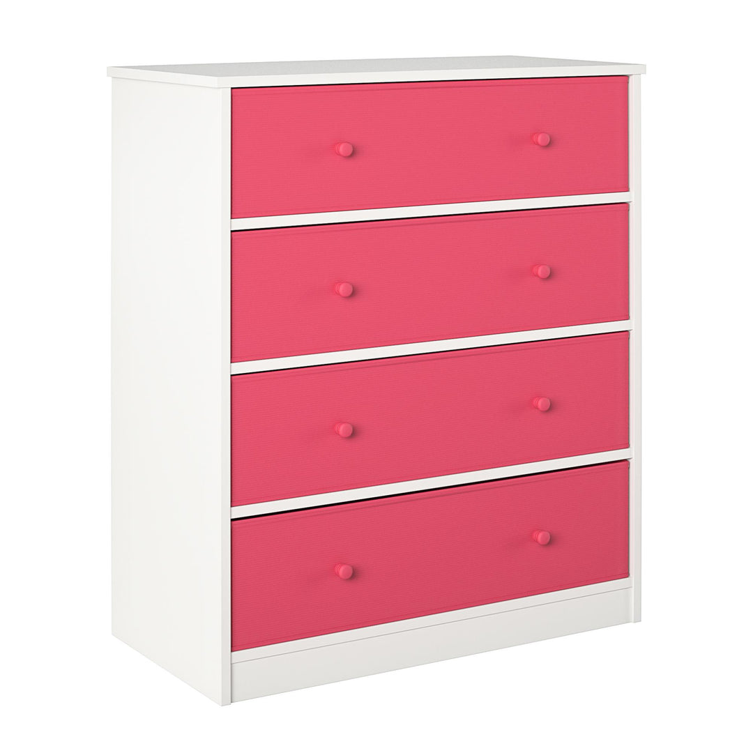 Tall Dresser with Fabric Bins and Sturdy Construction -  Pink
