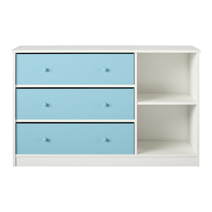 Modern Wide Dresser with 3 Bins -  Light Blue