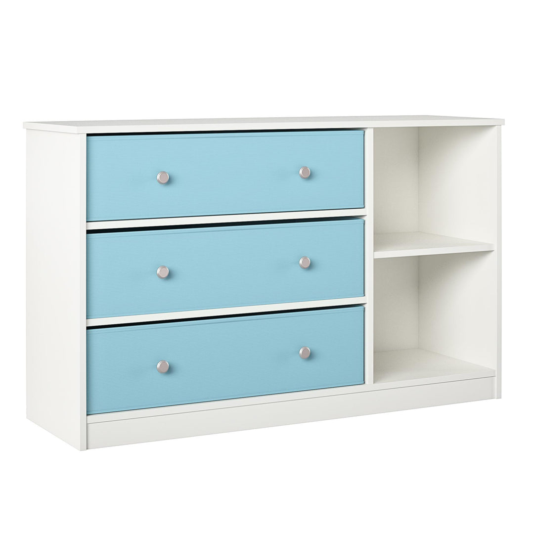Mya Park Wide Dresser with 3 Fabric Storage Bins - Light Blue