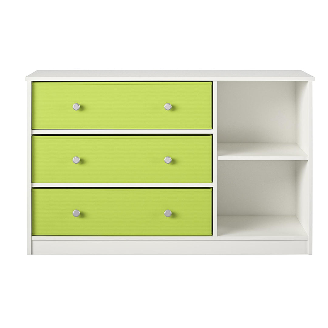 Wide Dresser with Fabric Bins for Clothes Storage -  Apple Green