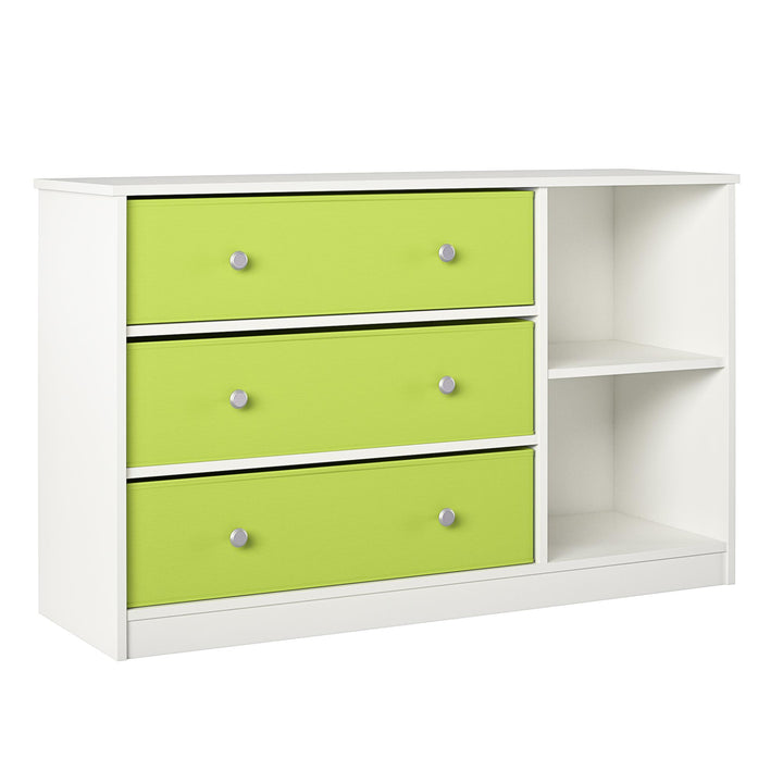 Wide Dresser with 3 Fabric Bins for Storage -  Apple Green
