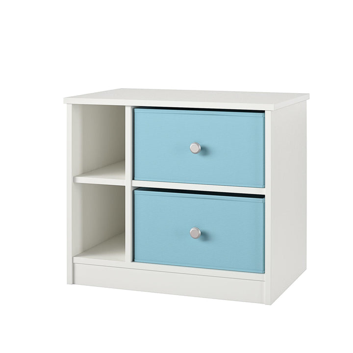 Modern Nightstand with 2 Bins -  Light Blue