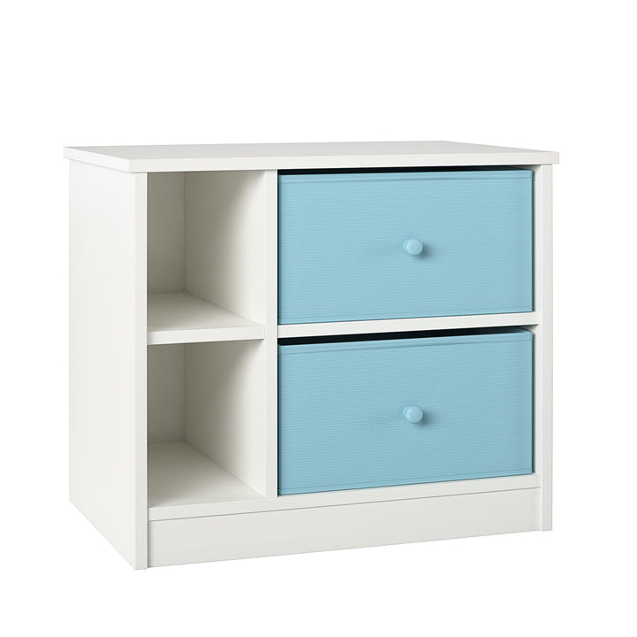 Functional Nightstand with Fabric Bins -  Light Blue