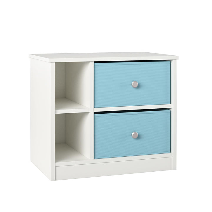 Functional Nightstand with Fabric Bins -  Light Blue