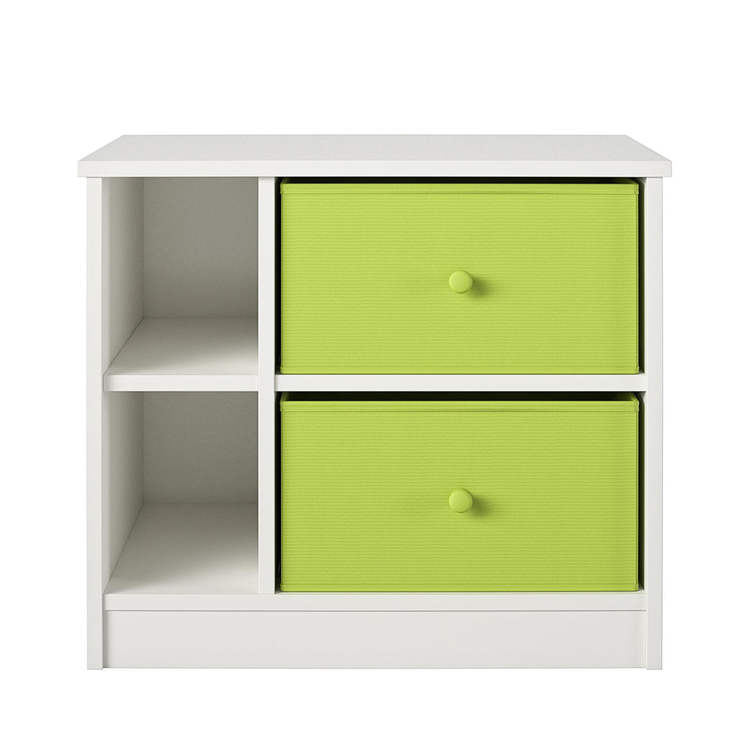 Nightstand with 2 Fabric Bins for Storage -  Apple Green