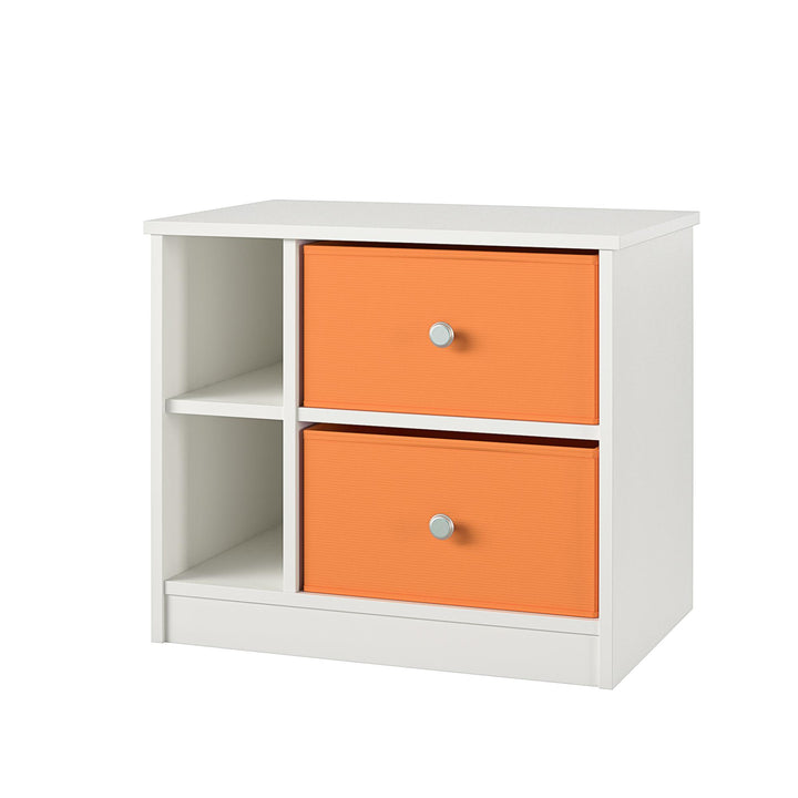 Nightstand with Fabric Bins for Small Spaces -  Sunbaked Orange