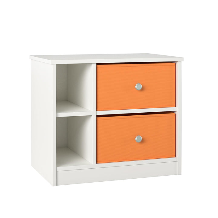 Space Saving Nightstand with Fabric Bins -  Sunbaked Orange