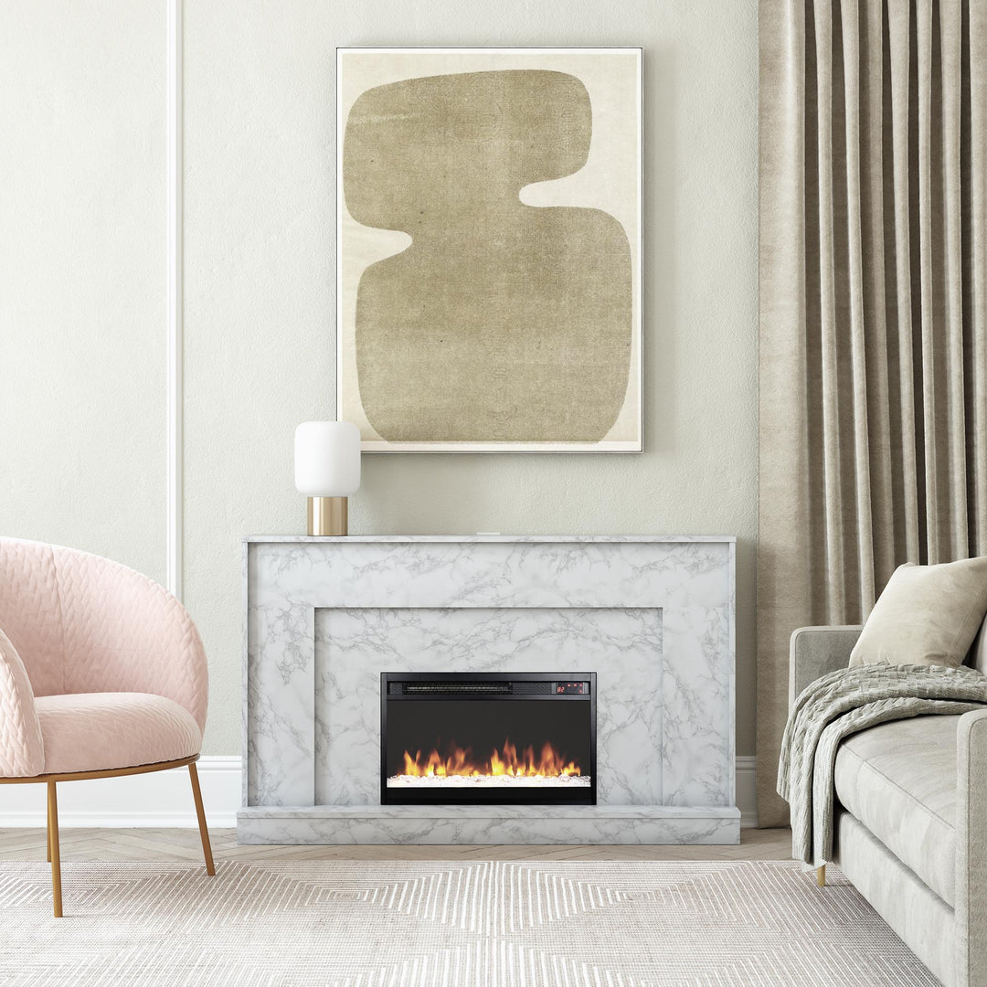 Modern Liberty Mantel Fireplace -  White marble