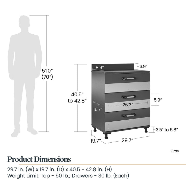 3 Drawer Cabinet for Storage -  Dark Gray