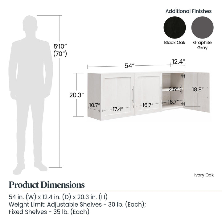 Contemporary 54 Inch Wall Cabinet with Frame -  Graphite Grey