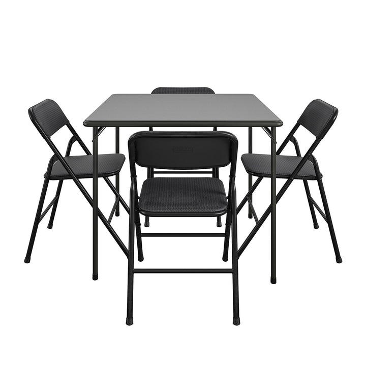 folding card table chairs - Black - 5 Piece
