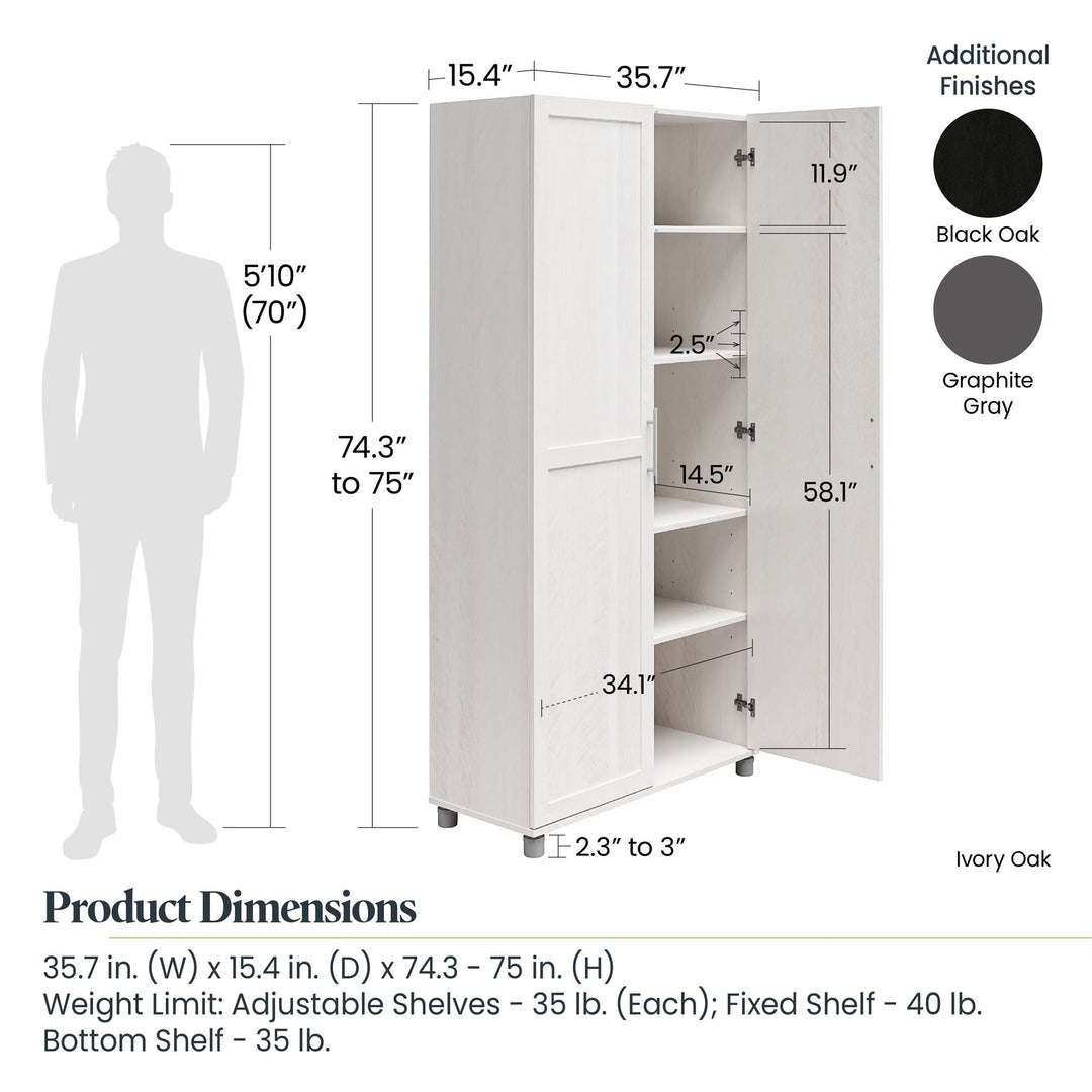 Framed 36 Inch Storage Cabinet -  Graphite Grey