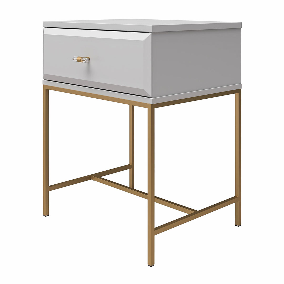 Nightstand with 1 Drawer and Gold Base -  Gray