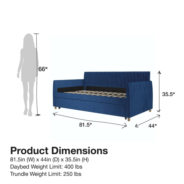 Daphne Upholstered Daybed with Trundle - Blue - Twin