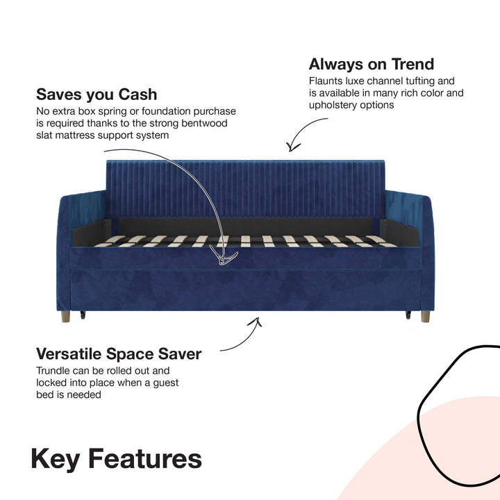 Daphne Upholstered Daybed with Trundle - Blue - Twin
