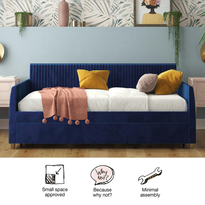 Daphne Upholstered Daybed with Trundle - Blue - Twin
