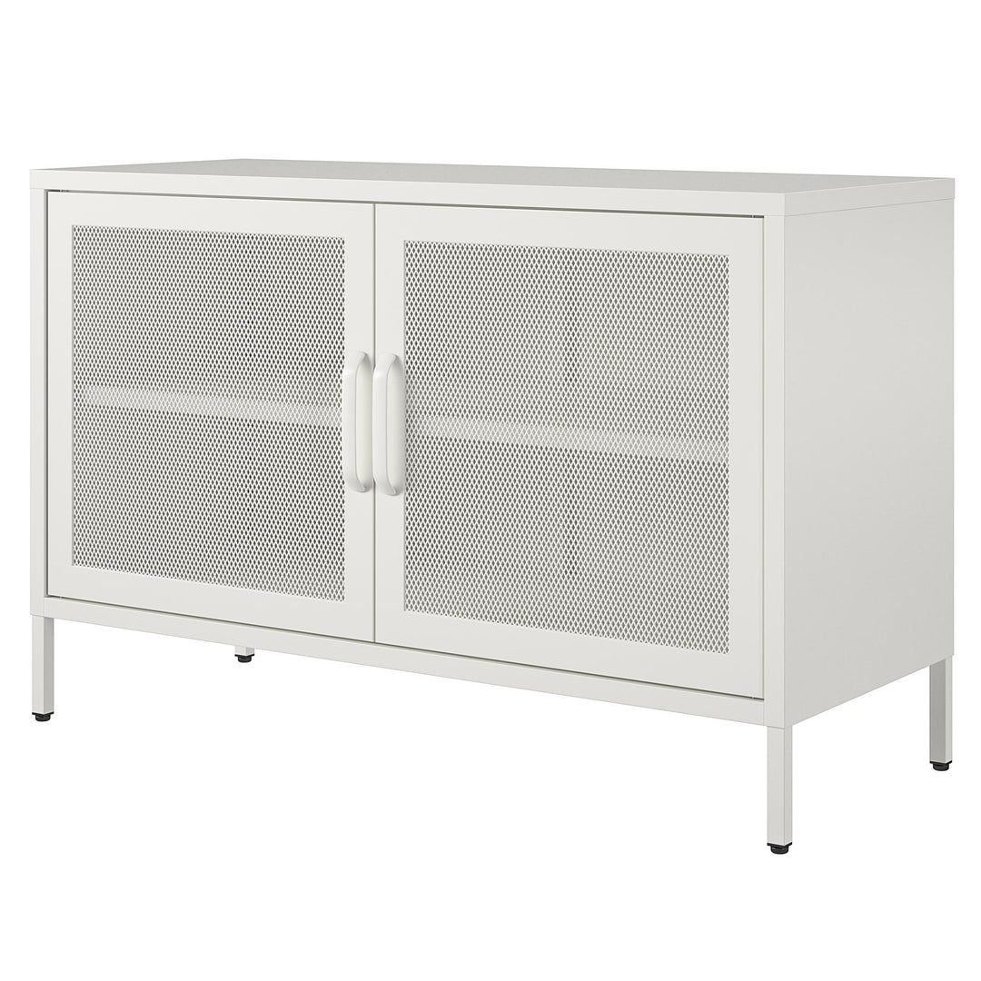 wide metal storage cabinet with doors - White