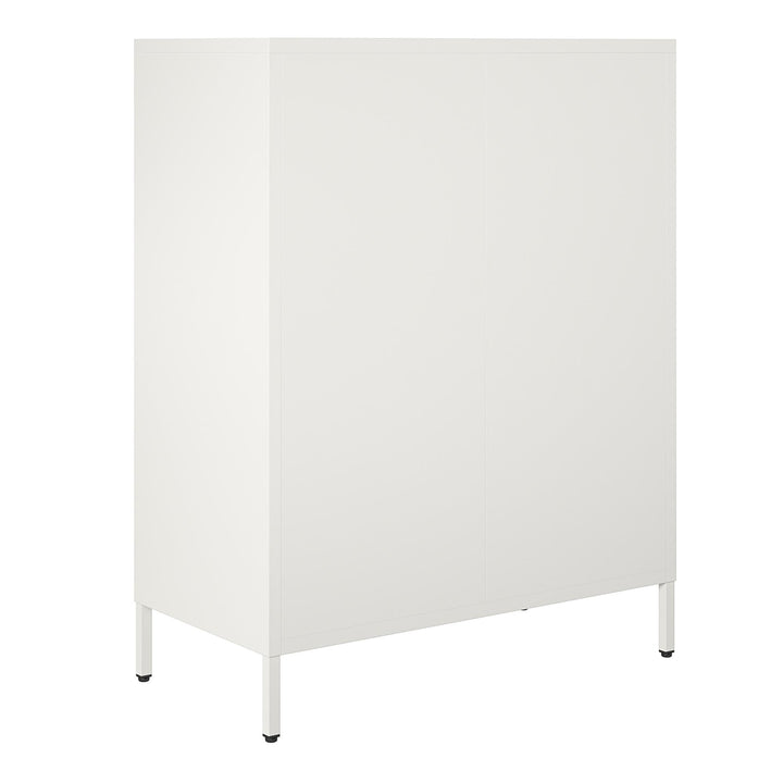 Shadwick 2 Door Metal Locker Accent Storage Cabinet-Mesh Metal Doors - White