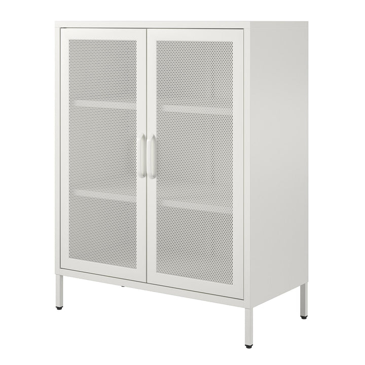 Shadwick 2 Door Metal Locker Accent Storage Cabinet-Mesh Metal Doors - White