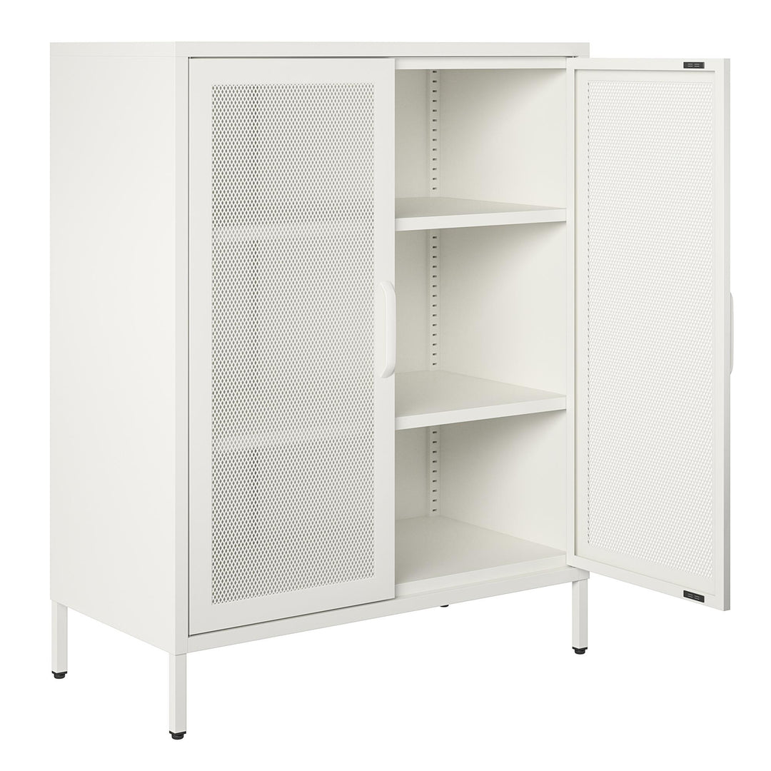 Shadwick 2 Door Metal Locker Accent Storage Cabinet-Mesh Metal Doors - White