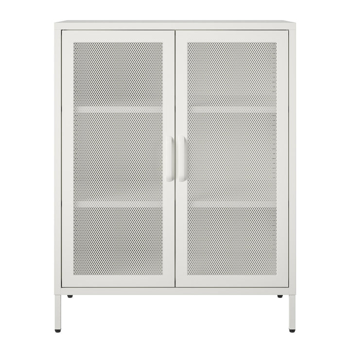 Shadwick 2 Door Metal Locker Accent Storage Cabinet-Mesh Metal Doors - White