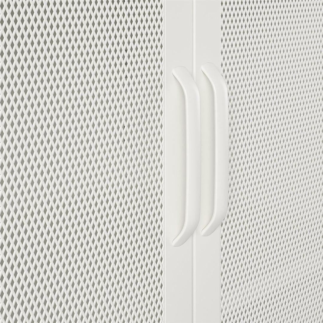 Shadwick 2 Door Metal Locker Accent Storage Cabinet-Mesh Metal Doors - White