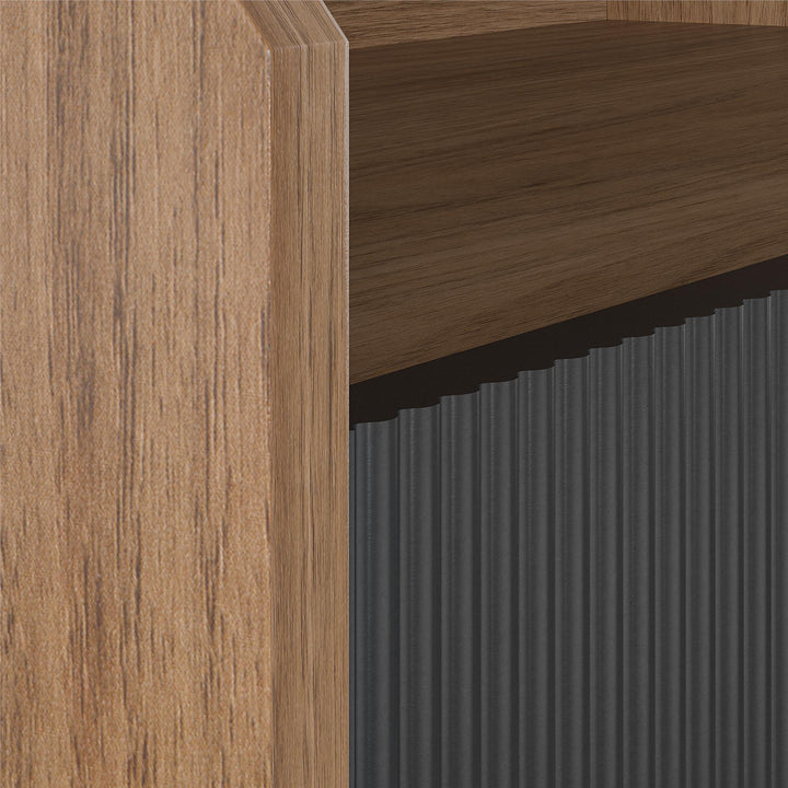 Entertainment center with vinyl record station -  Walnut