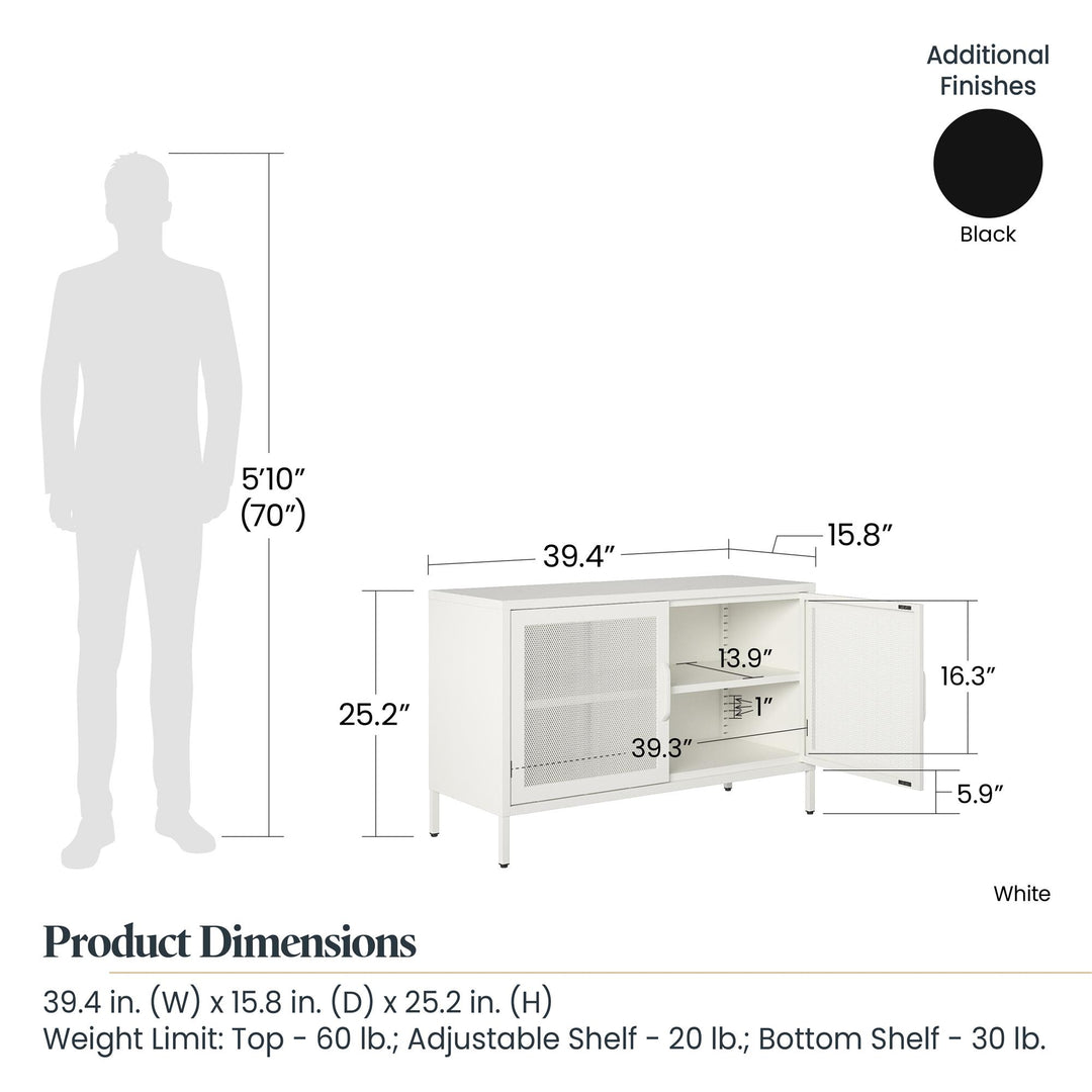 wide metal cabinet with shelves - White
