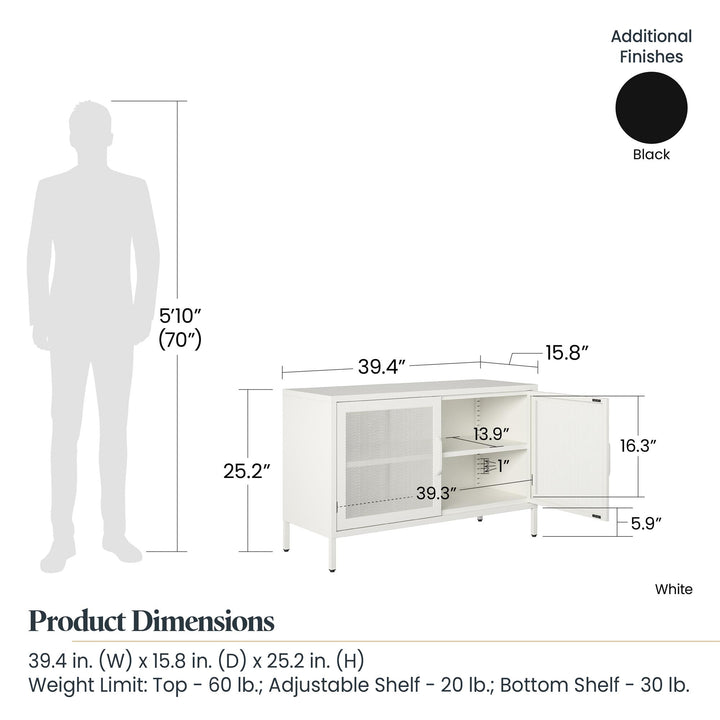 wide metal cabinet with shelves - White