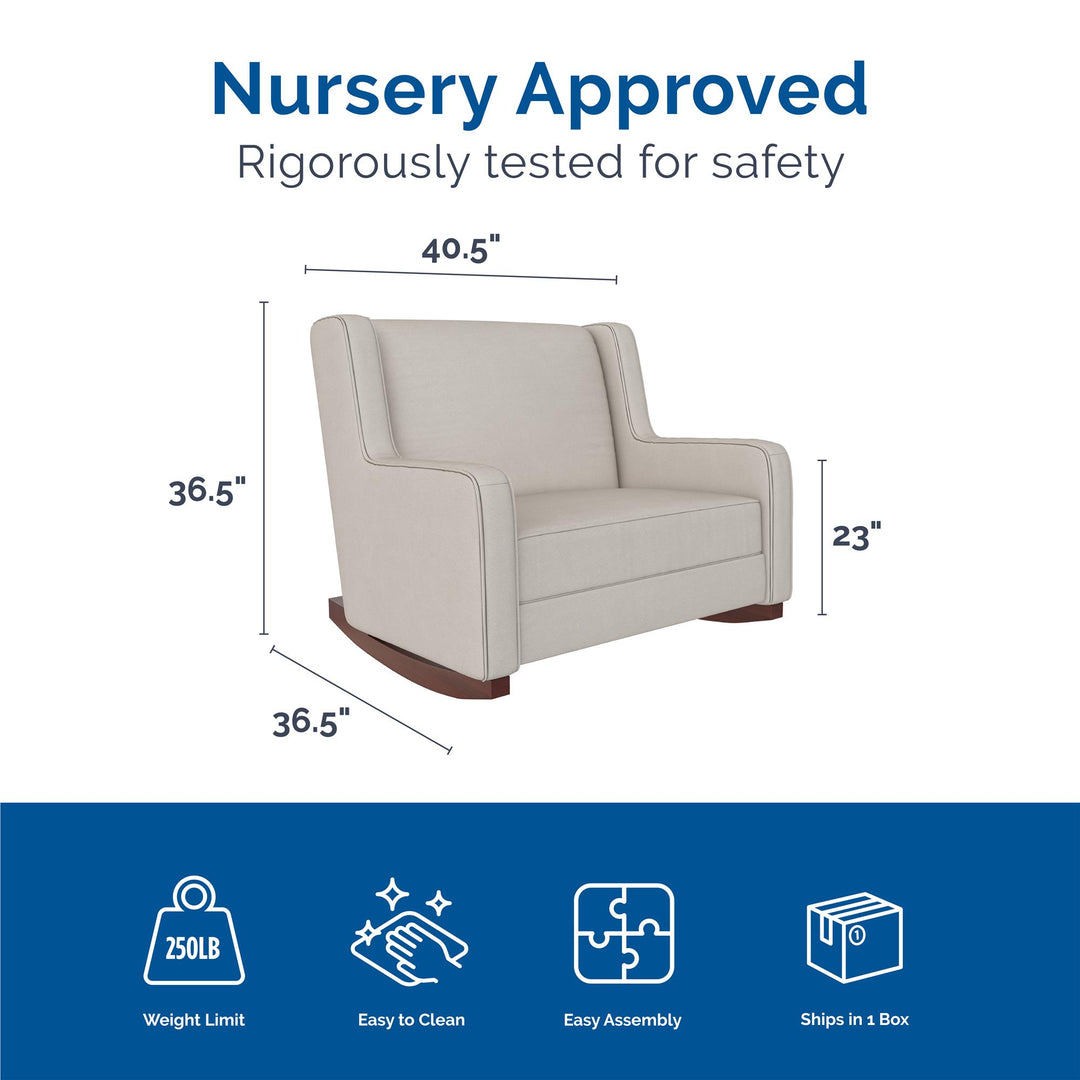 Complete Comfort Extra Wide Hadley Double Rocker Chair -  Beige