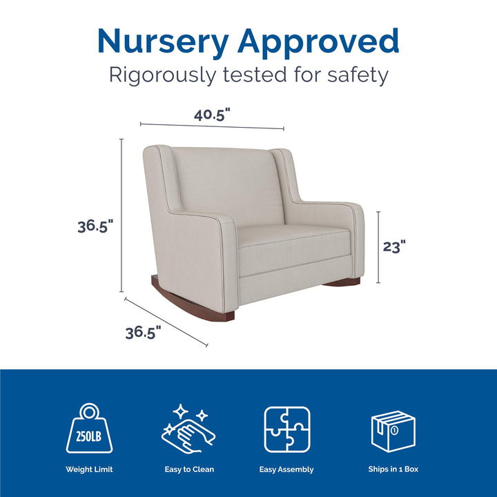 Complete Comfort Extra Wide Hadley Double Rocker Chair -  Beige