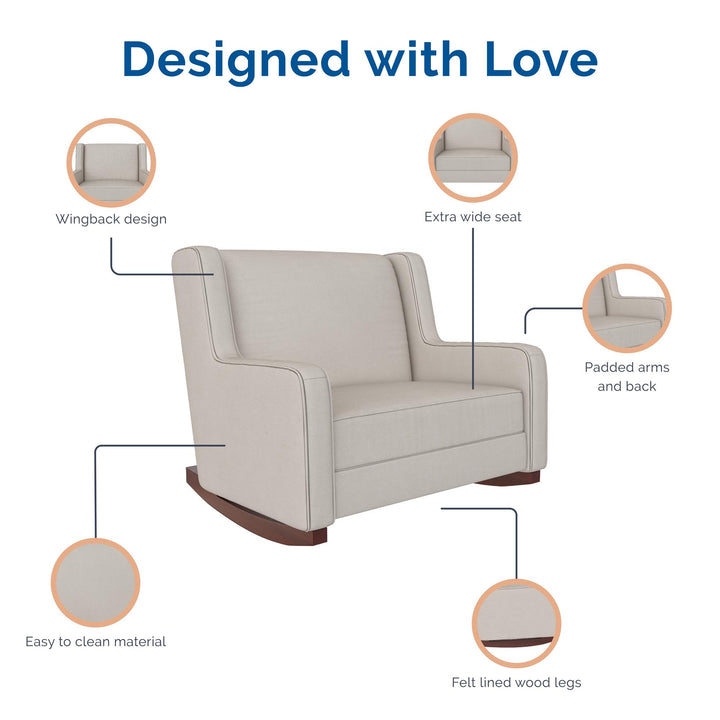 Hadley Double Rocker Chair Extra Wide Complete Comfort -  Beige