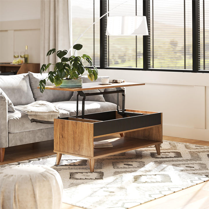 Lift Top Coffee Table with Lower Shelf -  Walnut