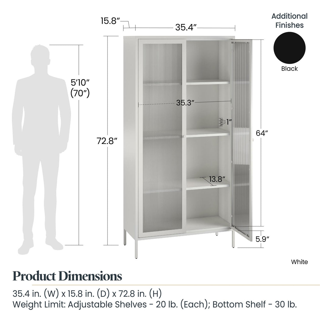 tall accent cabinet with glass doors - White