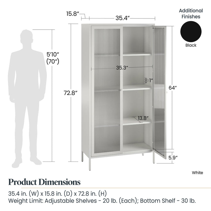 tall accent cabinet with glass doors - White