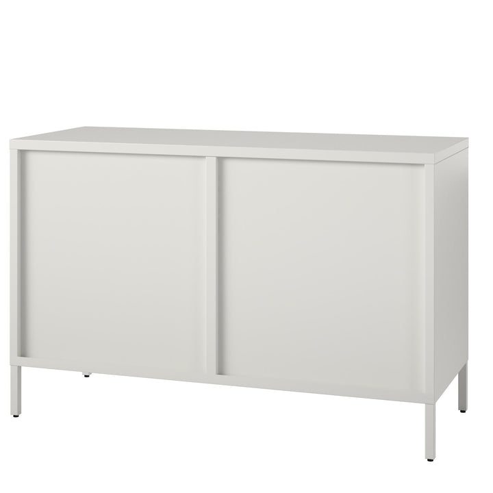 wide metal accent storage with fluted class - White
