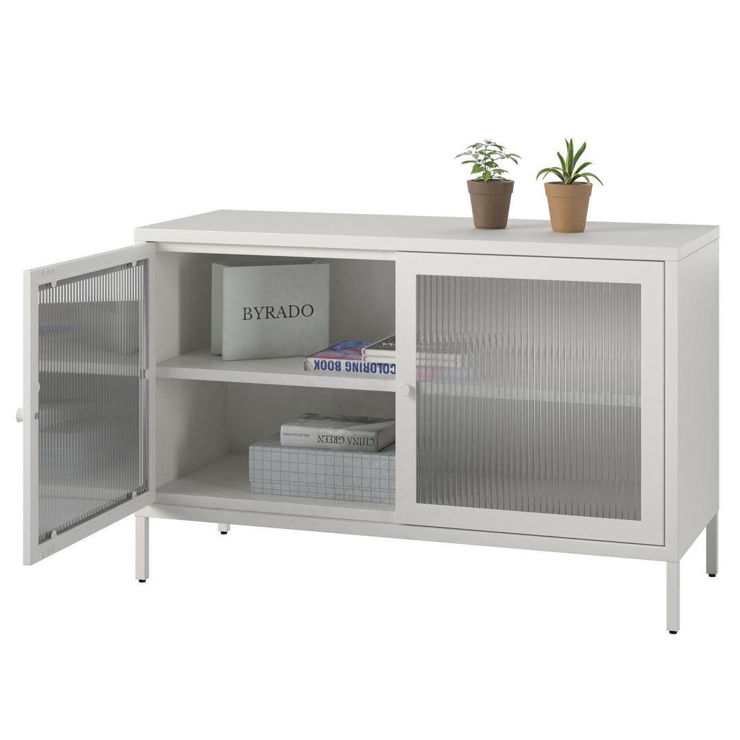 fluted glass accent cabinet - White