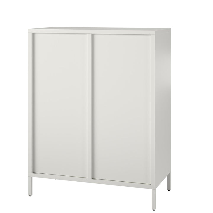 metal accent storage with fluted class - White