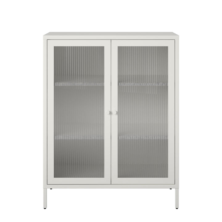 glass door metal locker cabinet - White