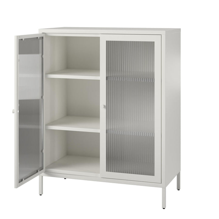 2 doors metal locker with fluted glass - White