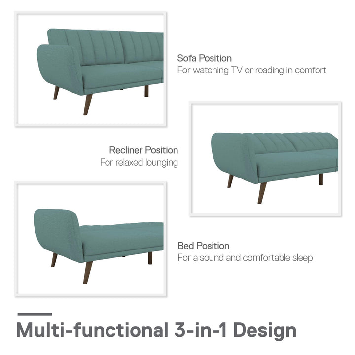 Futon with vertical channel tufting -  Teal
