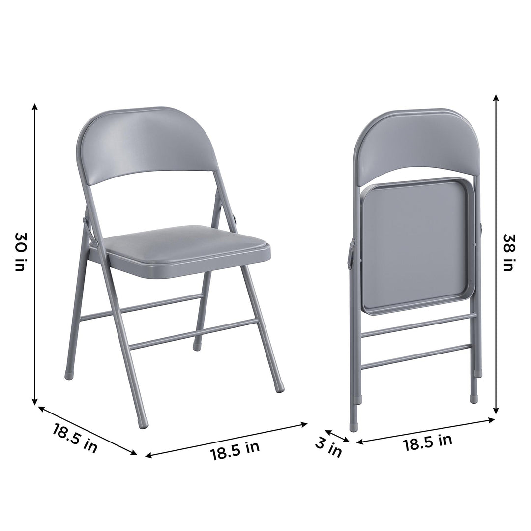 Premium Metal Folding Chair 4-Pack -  Cool Gray 