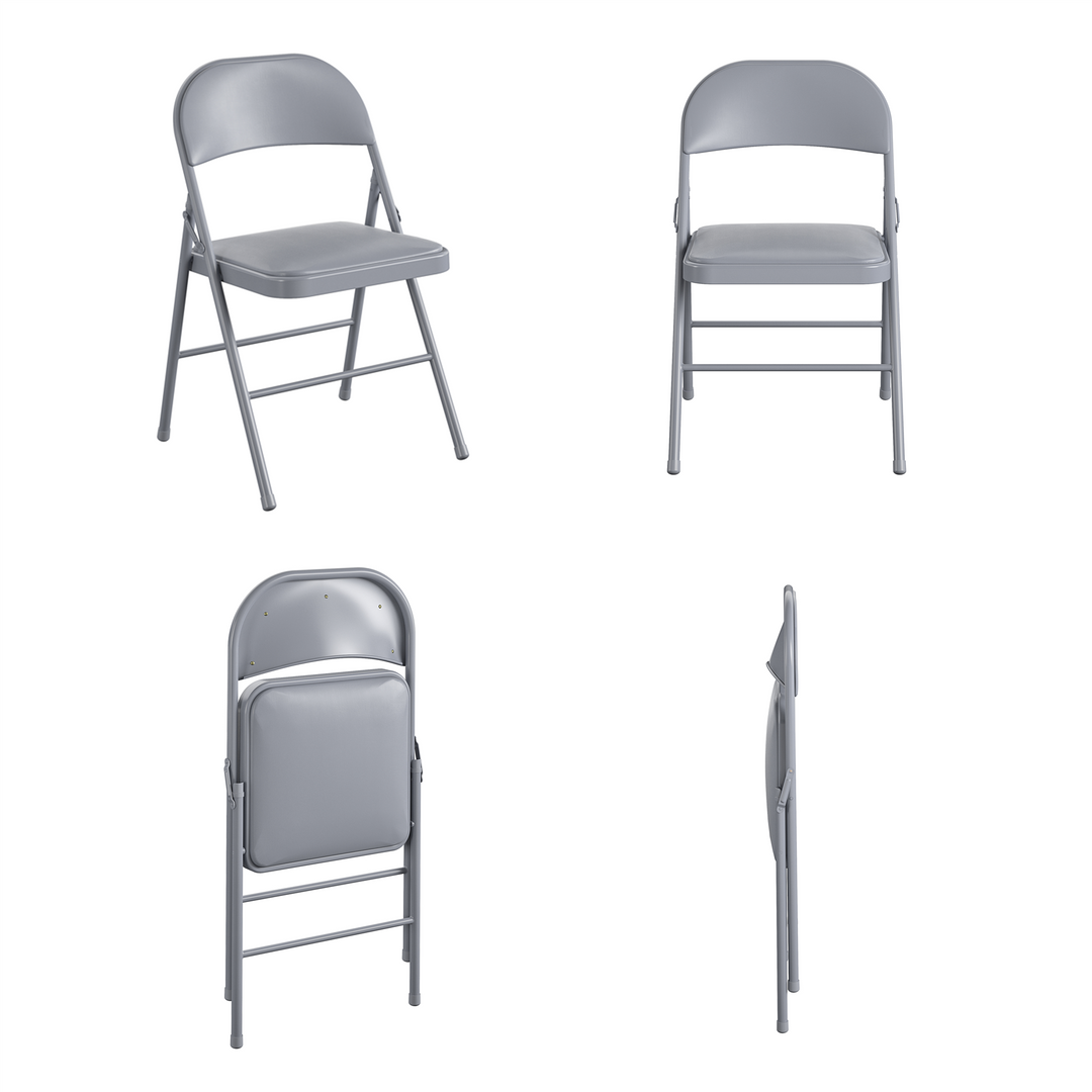 Double Braced Folding Chair 4-Pack -  Cool Gray 