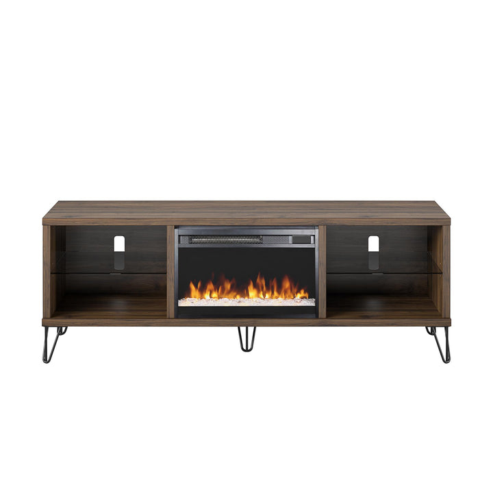 70 Inch TV Stand with Color Changing LED -  Walnut