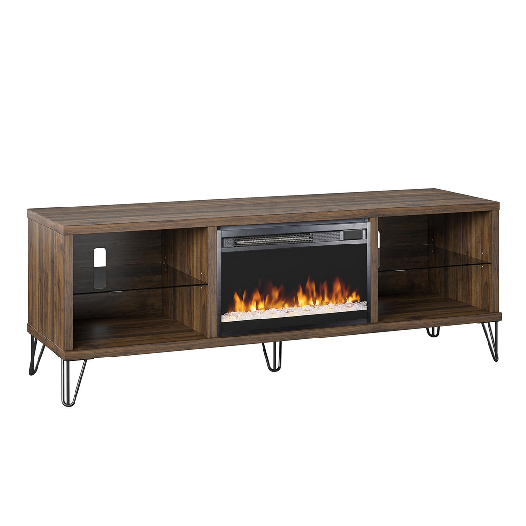 Fireplace TV Stand with LED Lighting -  Walnut